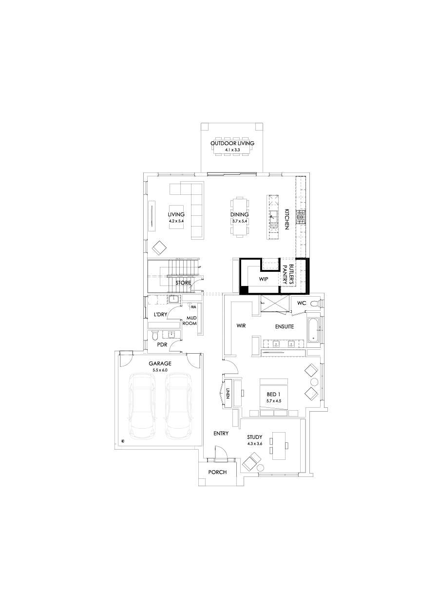 43 Ground Floor Floorplan (Alternate Butler's pantry)