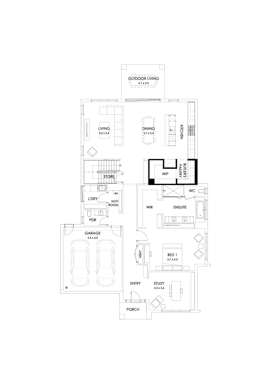 43 Ground Floor Floorplan (Alternate Butler's pantry)