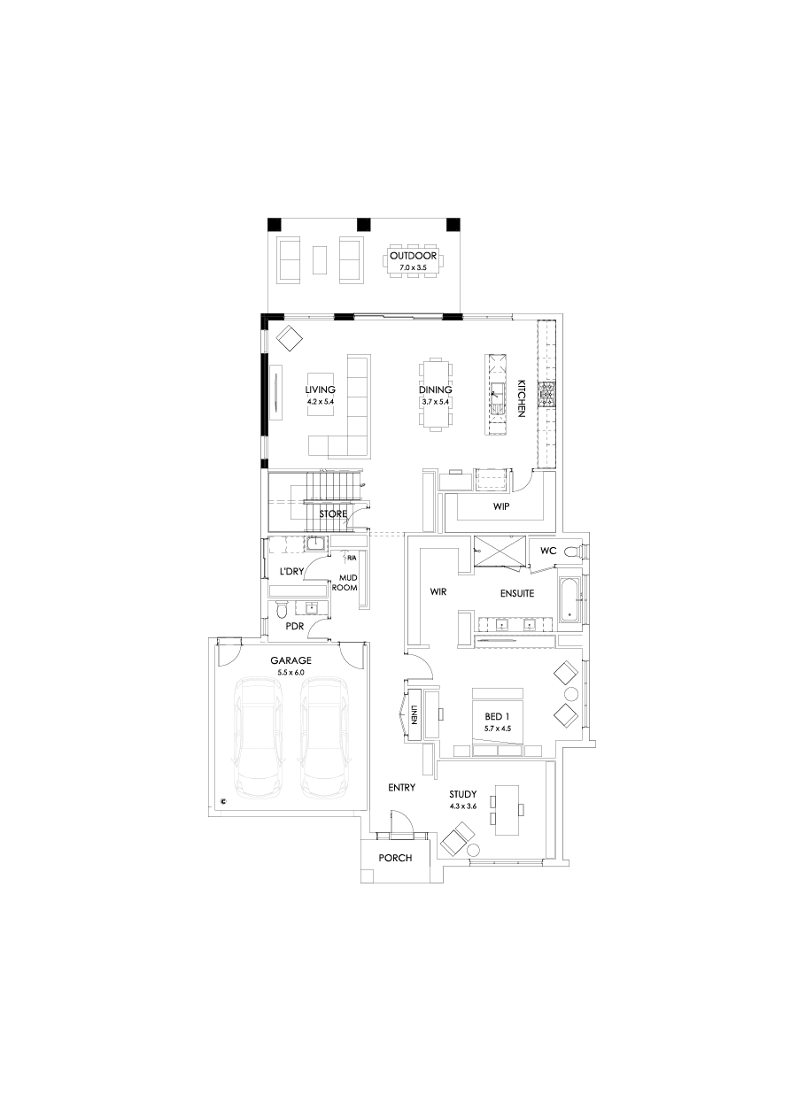 43 Ground Floor Floorplan (Alternate grand outdoor living)