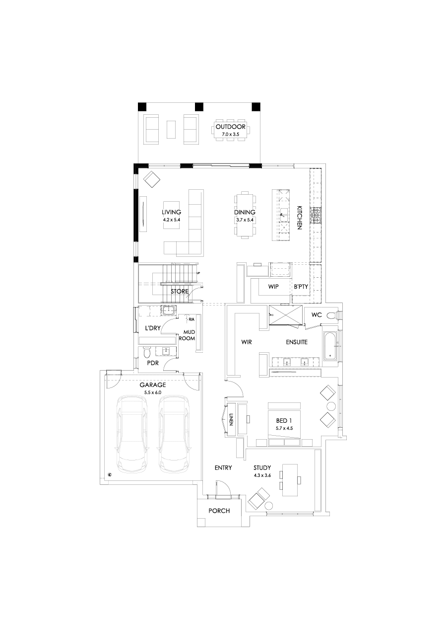 43 Ground Floor Floorplan (Alternate grand outdoor living)
