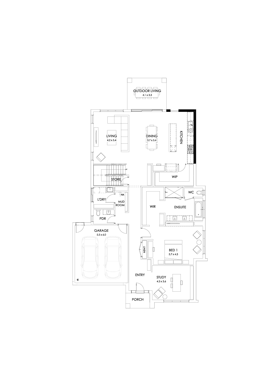 43 Ground Floor Floorplan (Alternate kitchen)