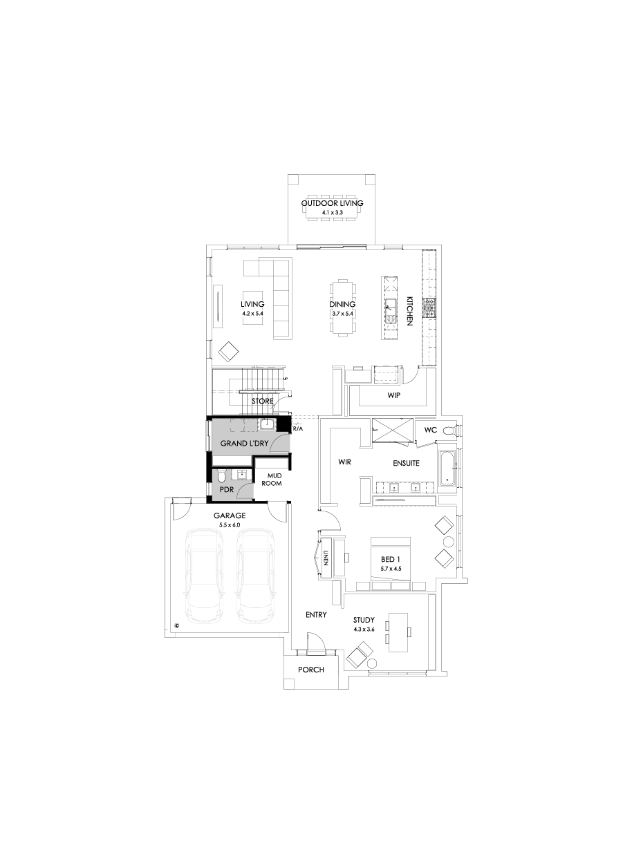 43 Ground Floor Floorplan (Grand laundry)