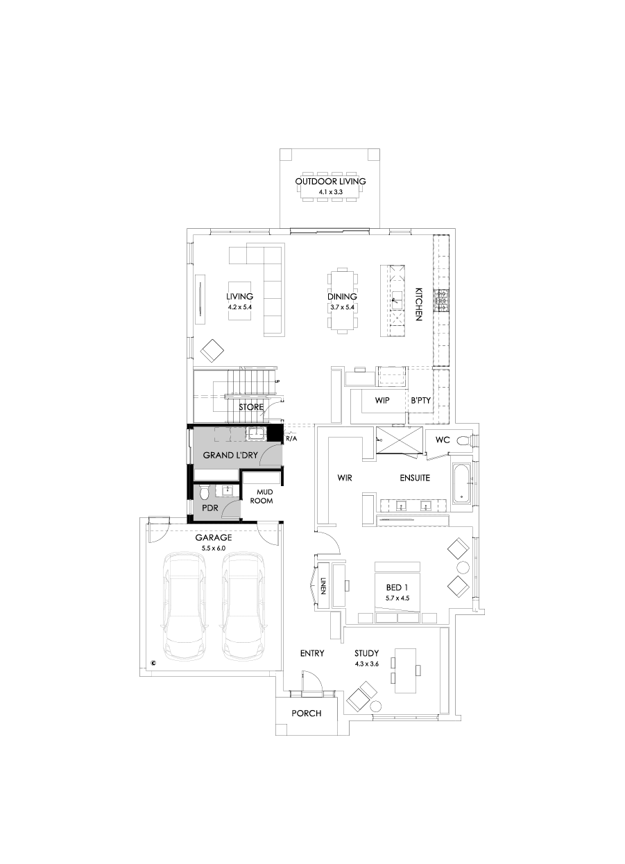 43 Ground Floor Floorplan (Grand laundry)
