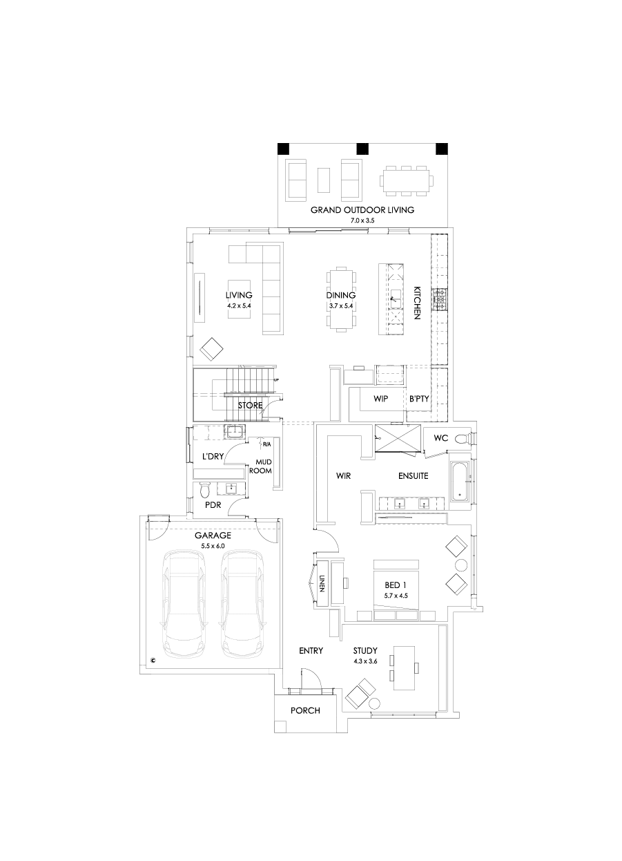 43 Ground Floor Floorplan (Grand outdoor living)