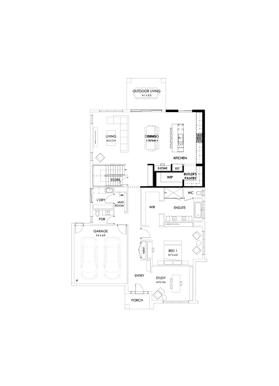 43 Ground Floor Floorplan (Larger kitchen)