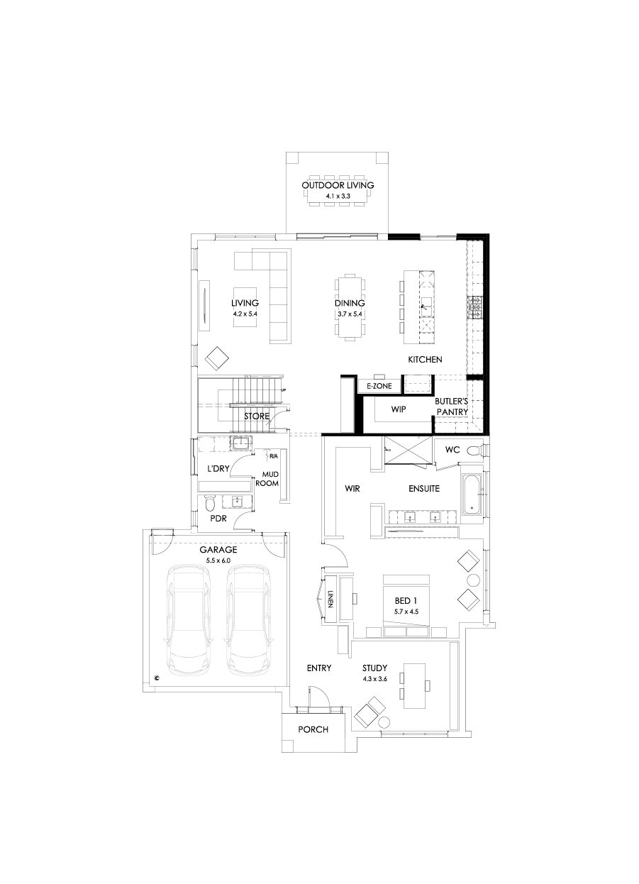 43 Ground Floor Floorplan (Larger kitchen)