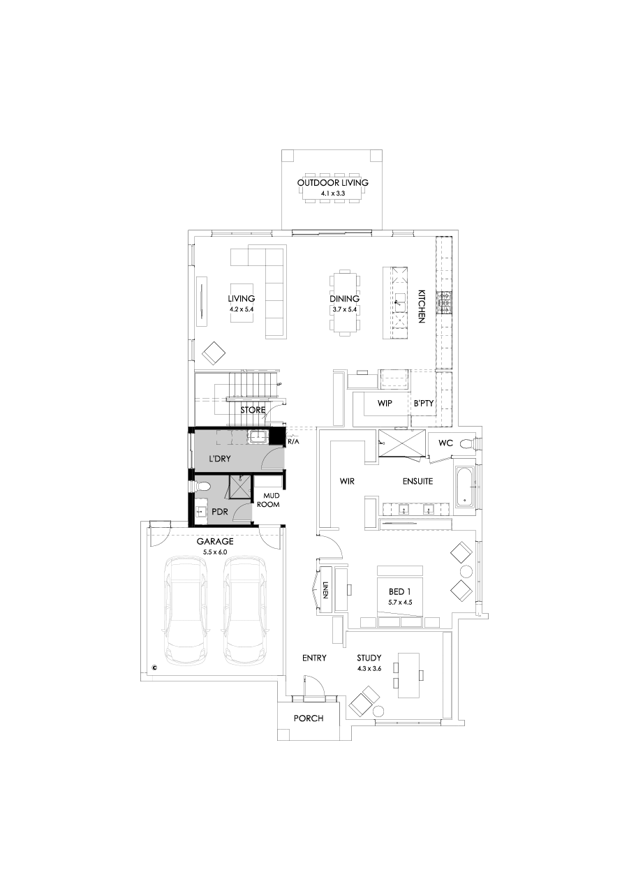 43 Ground Floor Floorplan (Shower to powder )
