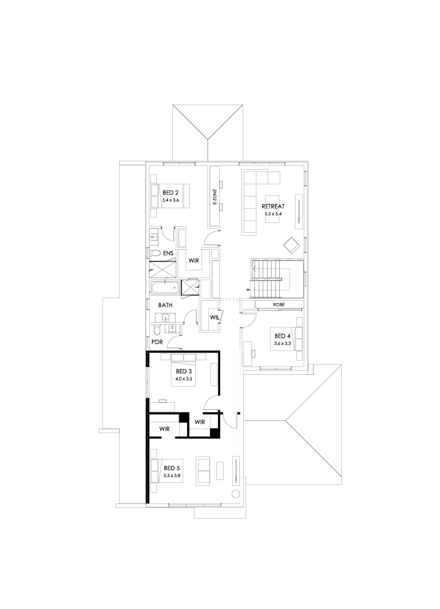 43 First Floor Floorplan (5th bedroom - Flipped)