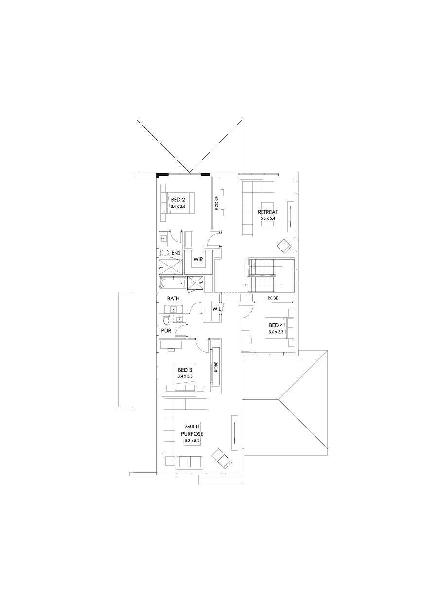 43 First Floor Floorplan (Alternate kitchen L-shaped - Flipped)