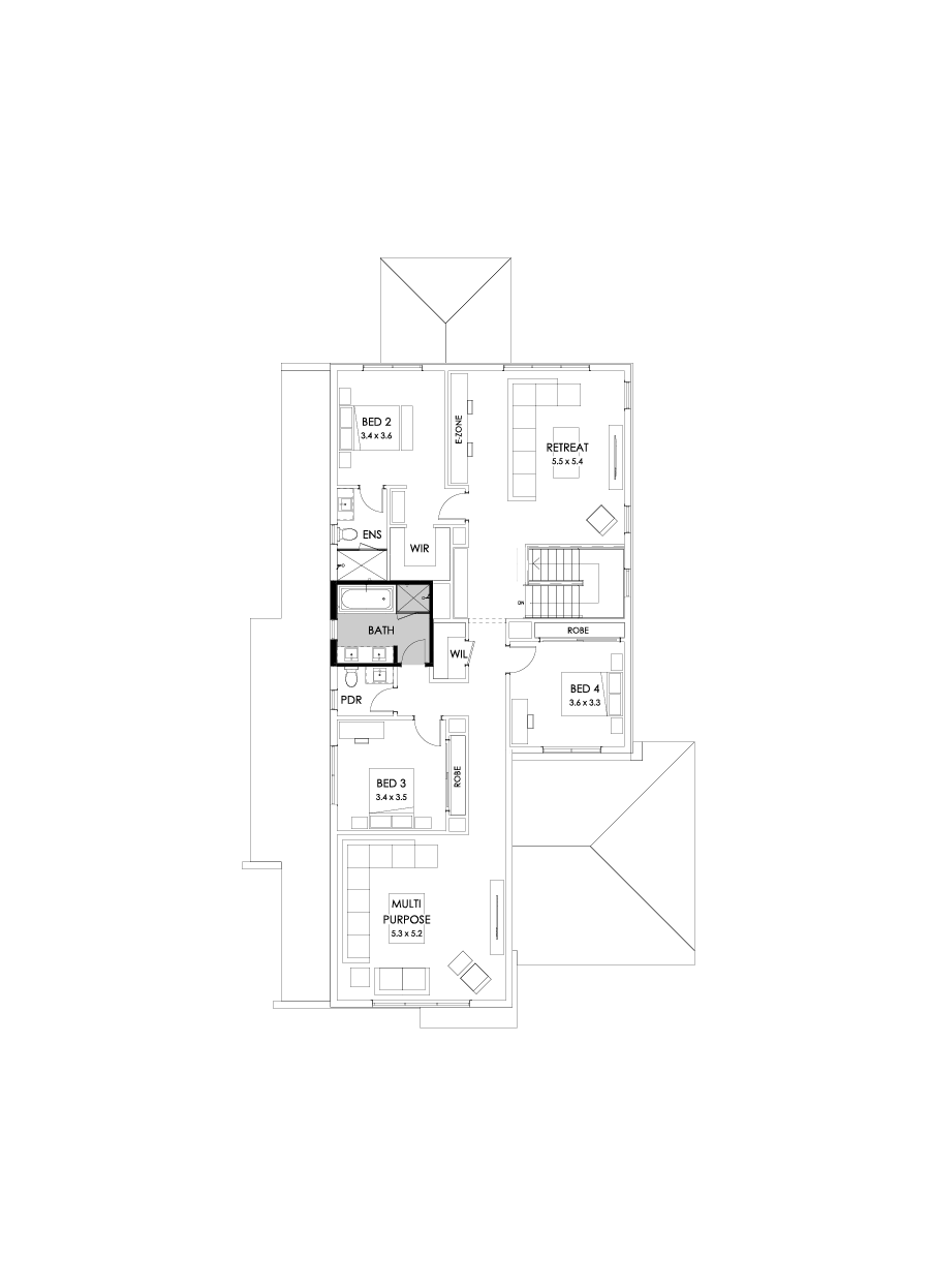 43 First Floor Floorplan (Bathroom upgrade - Flipped)