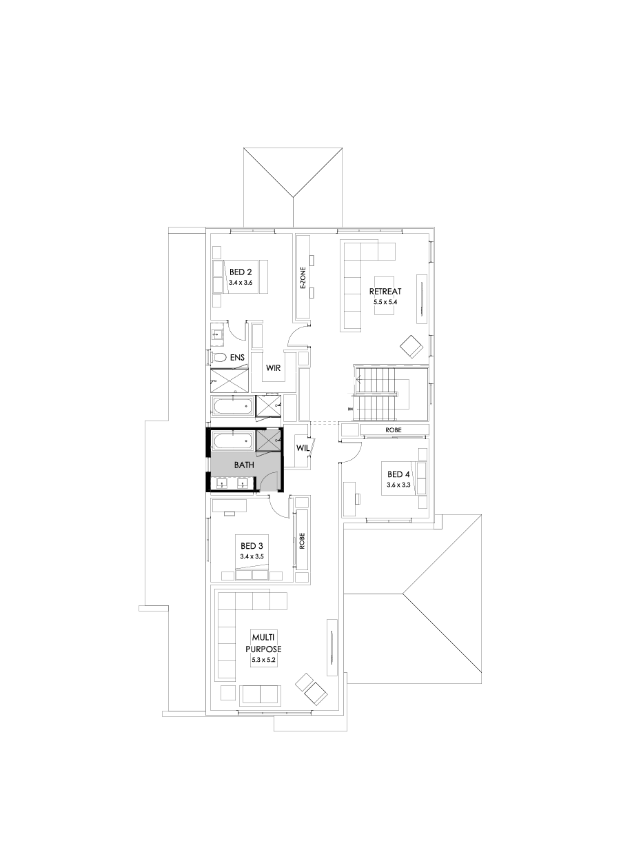 43 First Floor Floorplan (Bathroom upgrade - Flipped)