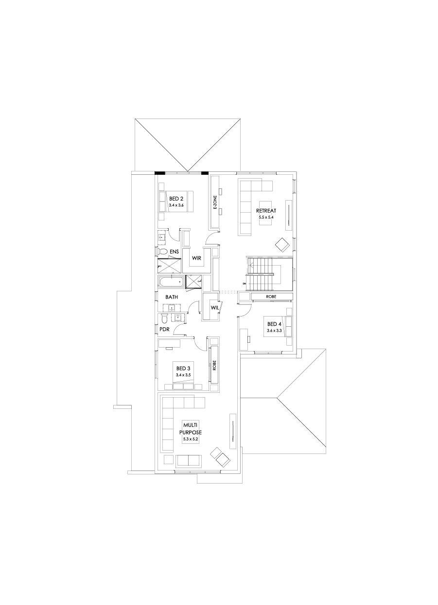 43 First Floor Floorplan (Grand outdoor living - Flipped)