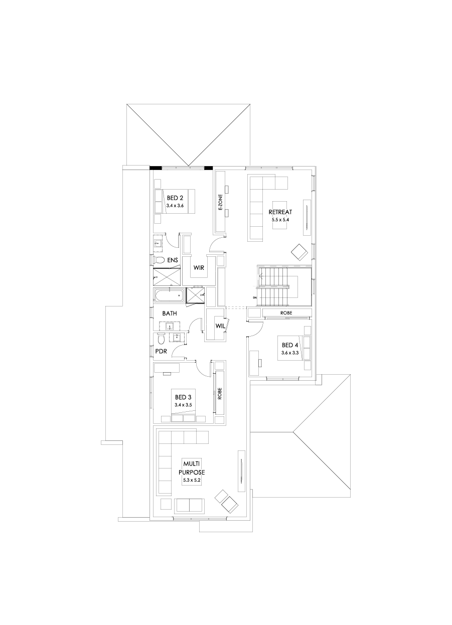43 First Floor Floorplan (Grand outdoor living - Flipped)