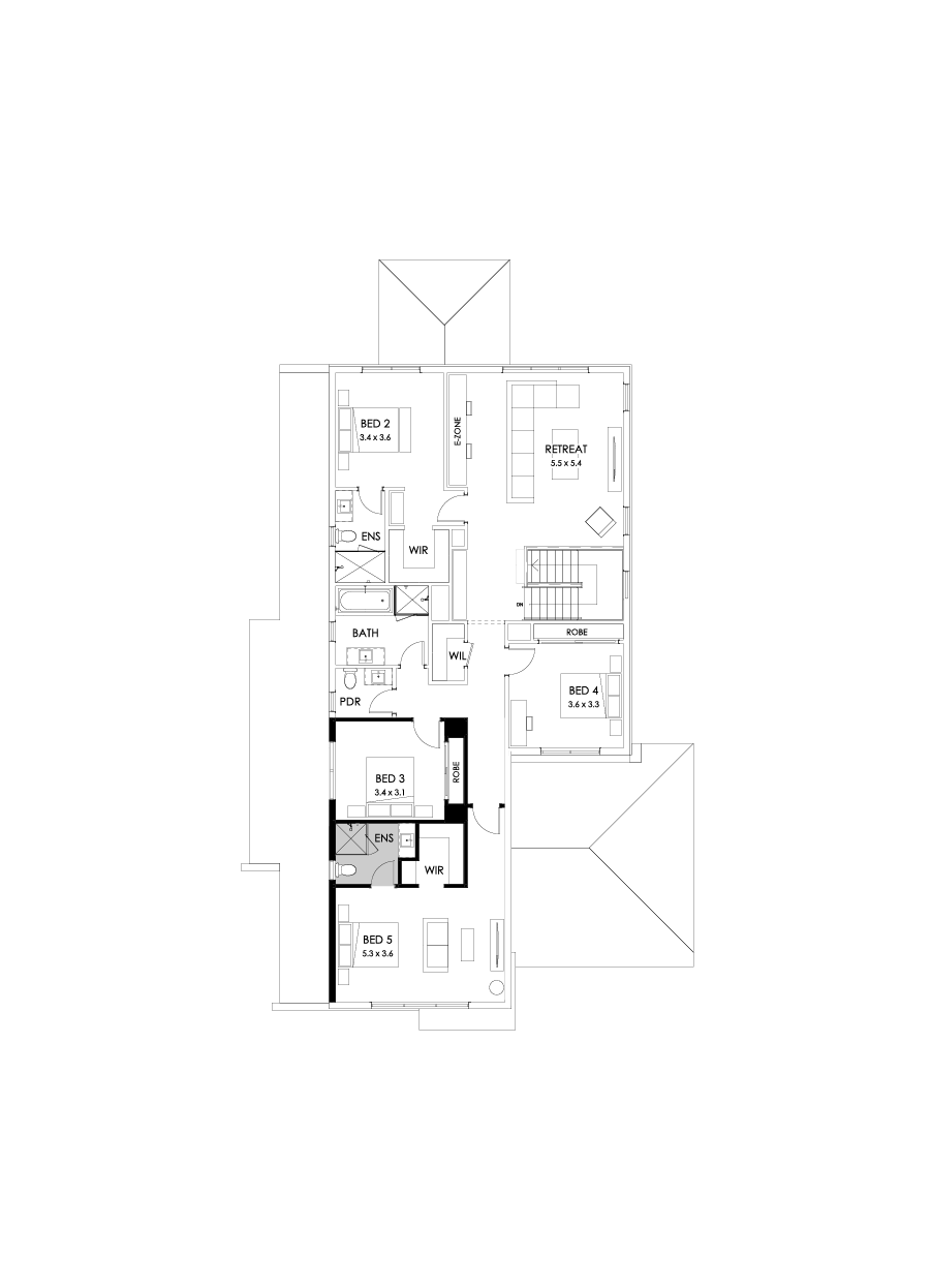 43 First Floor Floorplan (Guest bedroom - Flipped)