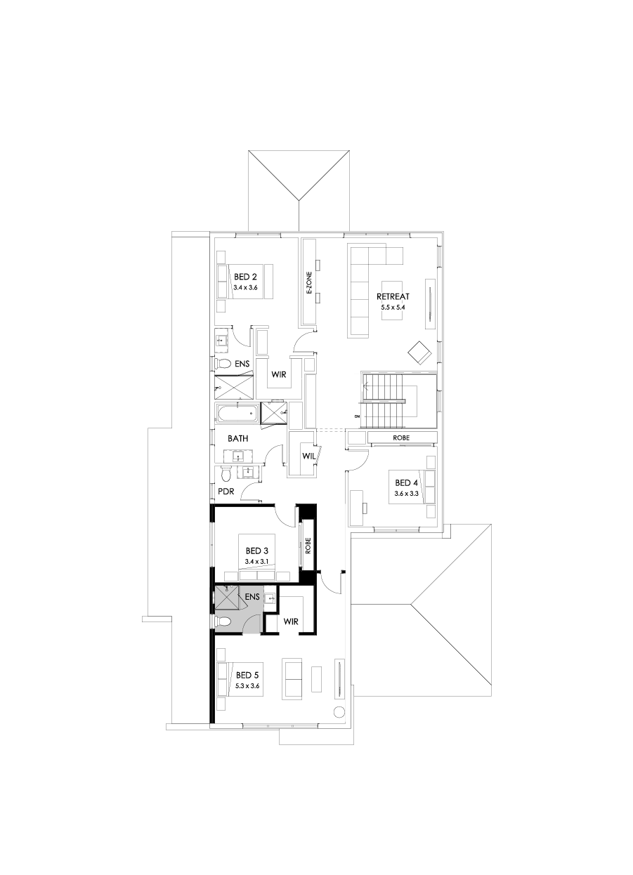 43 First Floor Floorplan (Guest bedroom - Flipped)