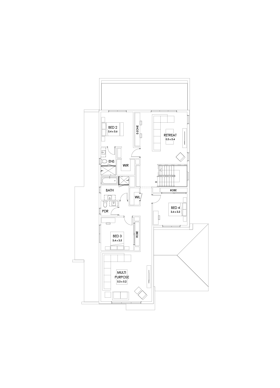43 First Floor Floorplan (Larger kitchen and dining - Flipped)