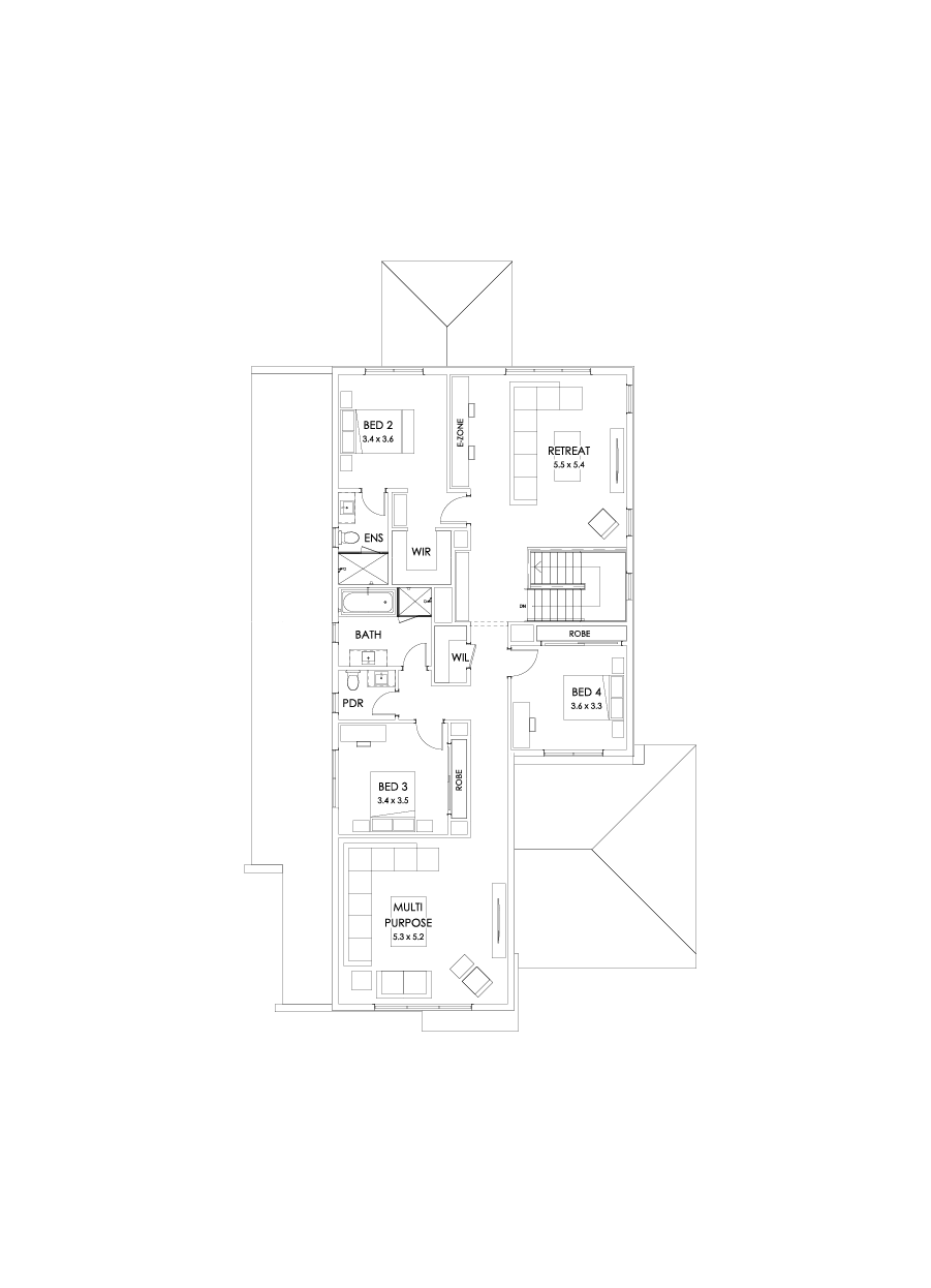43 First Floor Floorplan (Larger kitchen - Flipped)