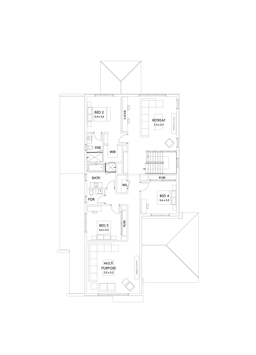 43 First Floor Floorplan (Larger kitchen - Flipped)