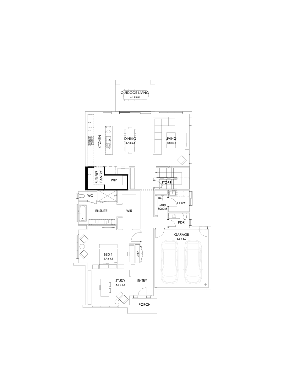 43 Ground Floor Floorplan (Butler's pantry - Flipped)