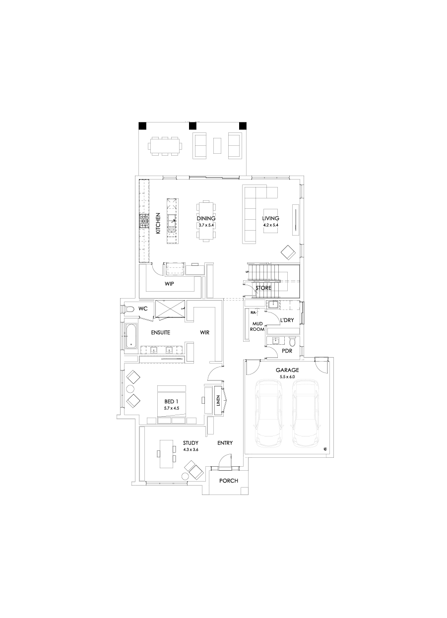 43 Ground Floor Floorplan (Grand outdoor living - Flipped)