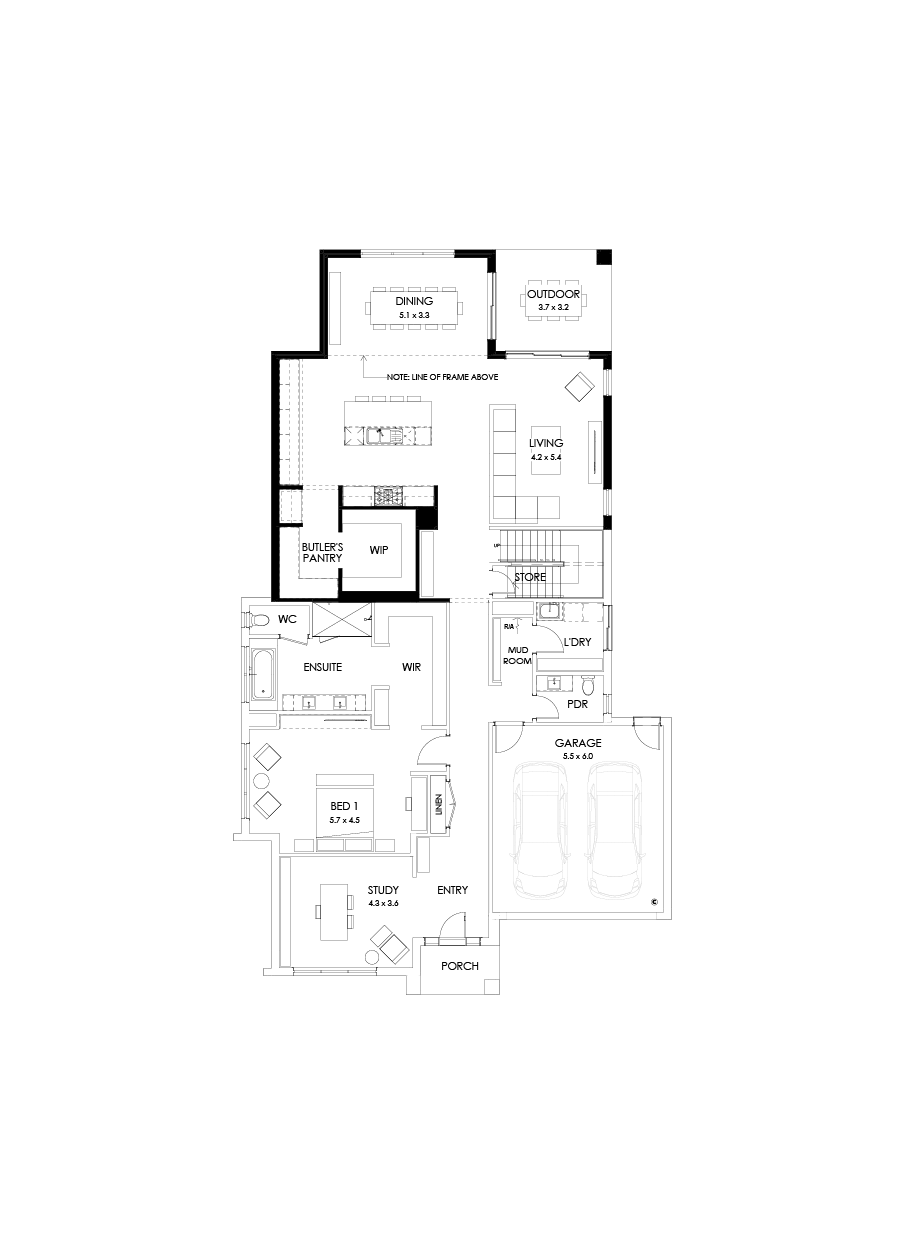 43 Ground Floor Floorplan (Larger kitchen and dining - Flipped)