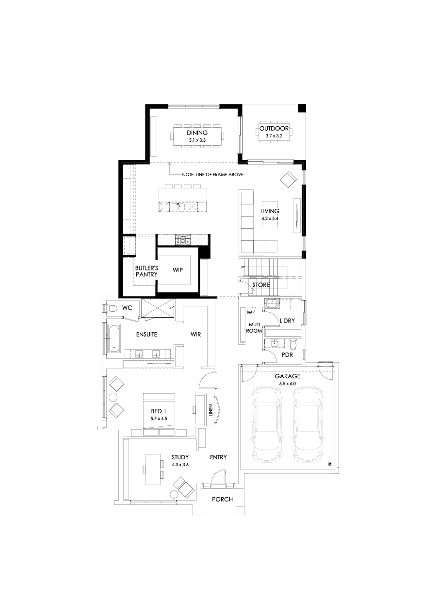 43 Ground Floor Floorplan (Larger kitchen and dining - Flipped)