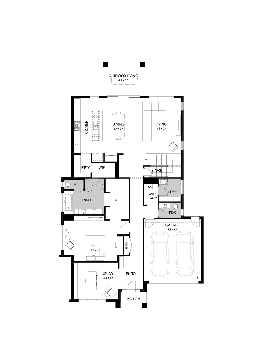 43 Ground Floor Floorplan (Standard - Flipped)