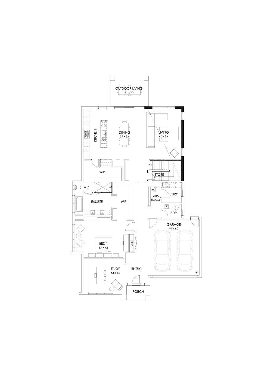 43 Ground Floor Floorplan (Void - Flipped)