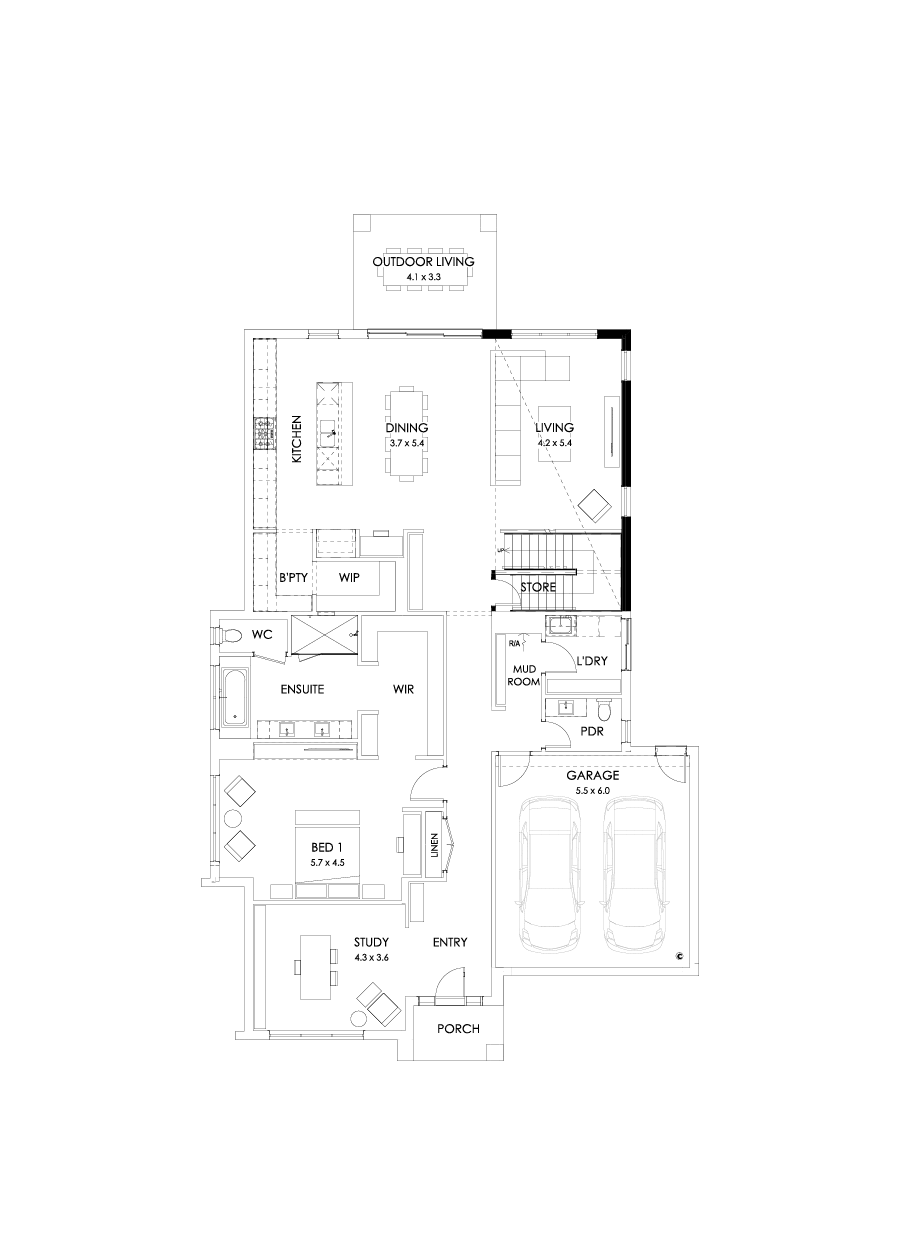 43 Ground Floor Floorplan (Void - Flipped)