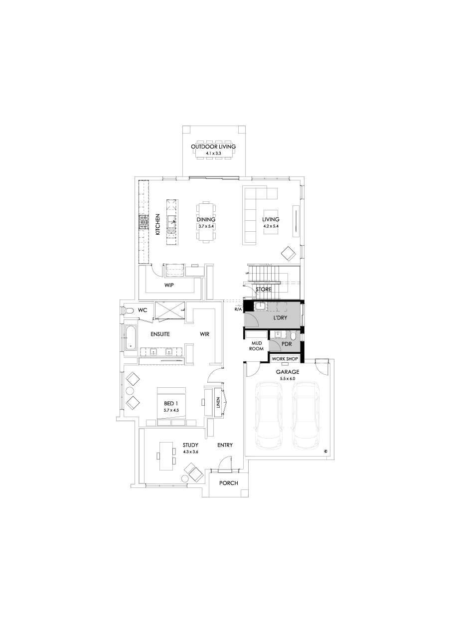 43 Ground Floor Floorplan (Workshop - Flipped)