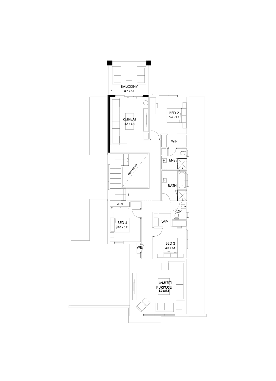 43B First Floor Floorplan (Rear balcony)