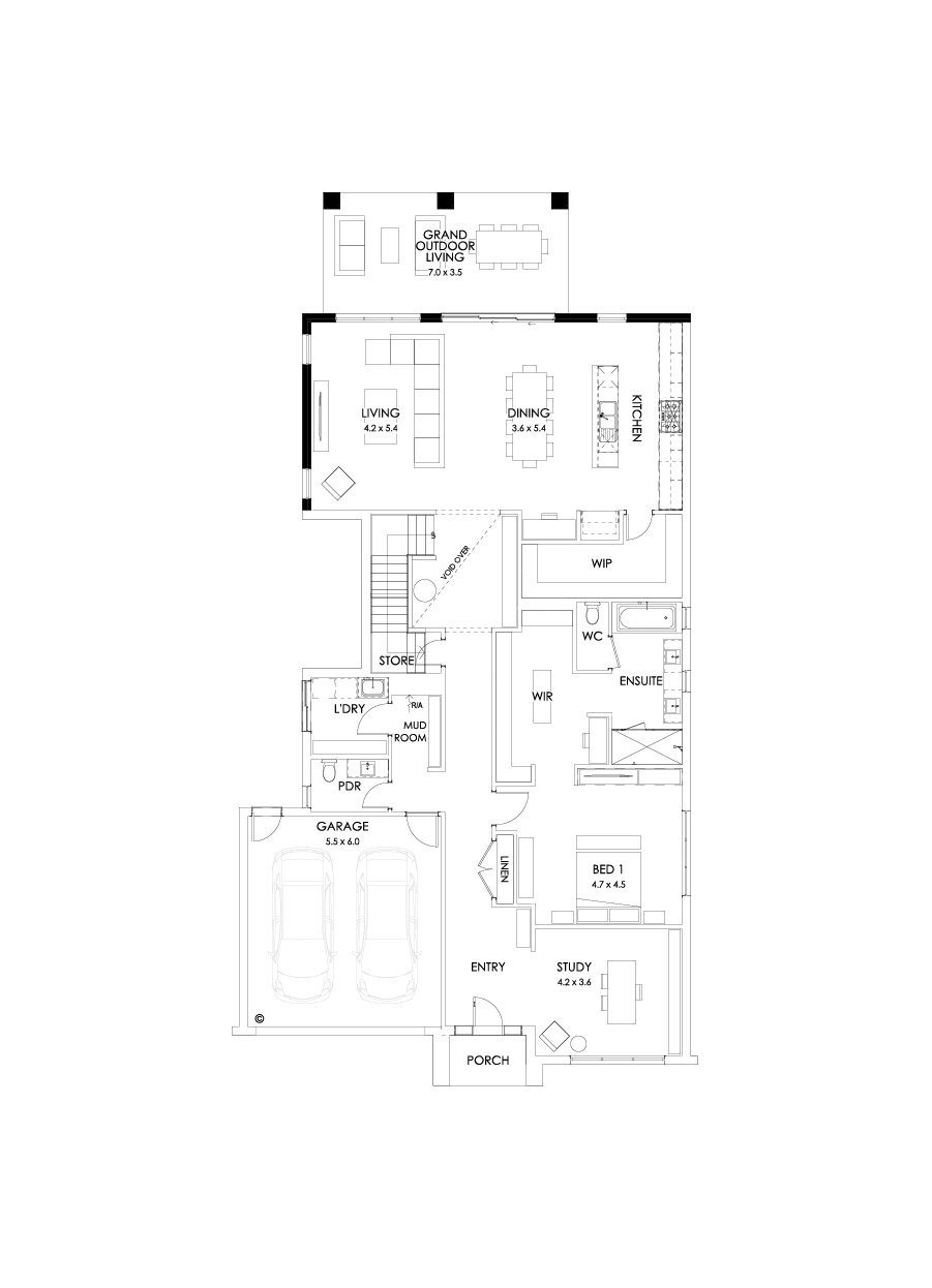 43B Ground Floor Floorplan (Alternate grand outdoor living)