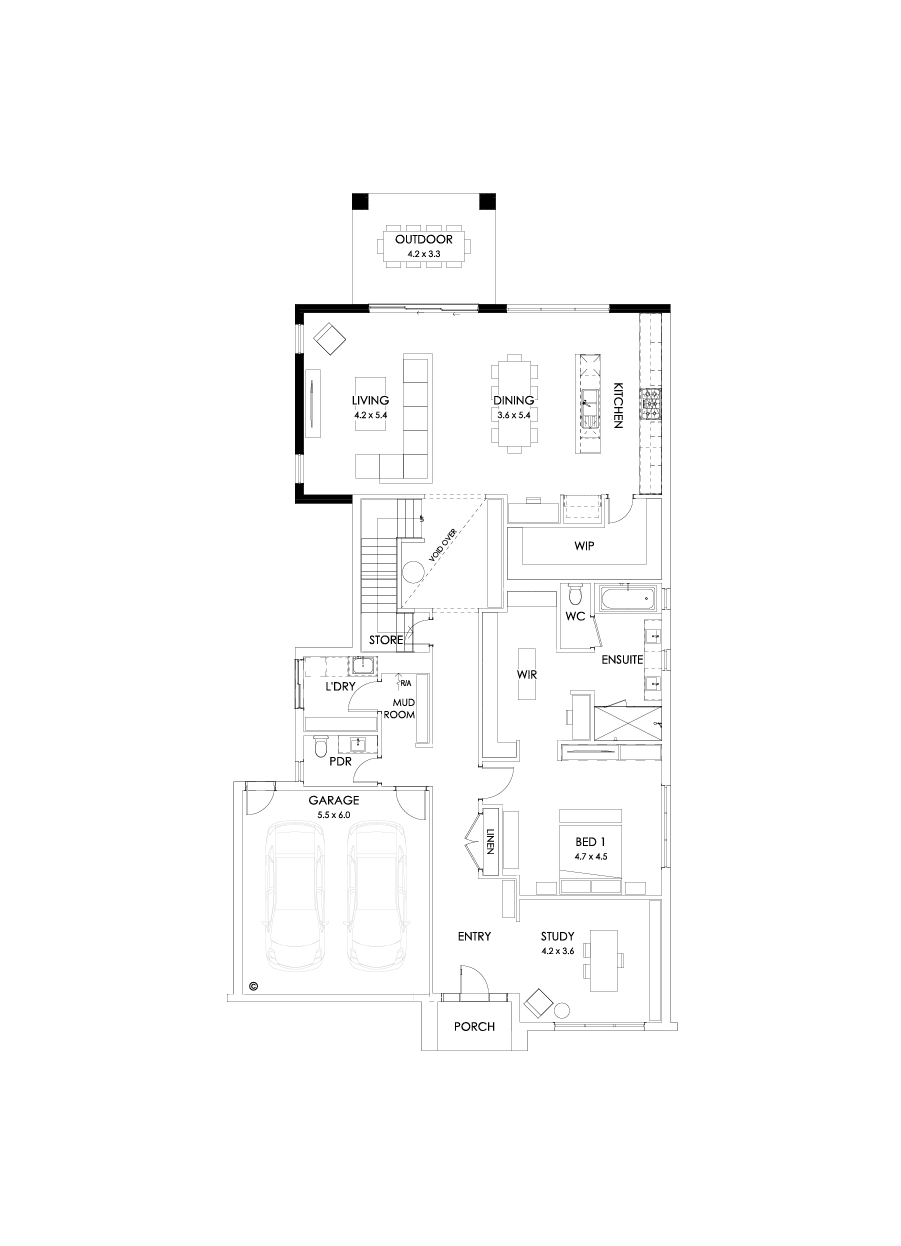 43B Ground Floor Floorplan (Rear balcony)