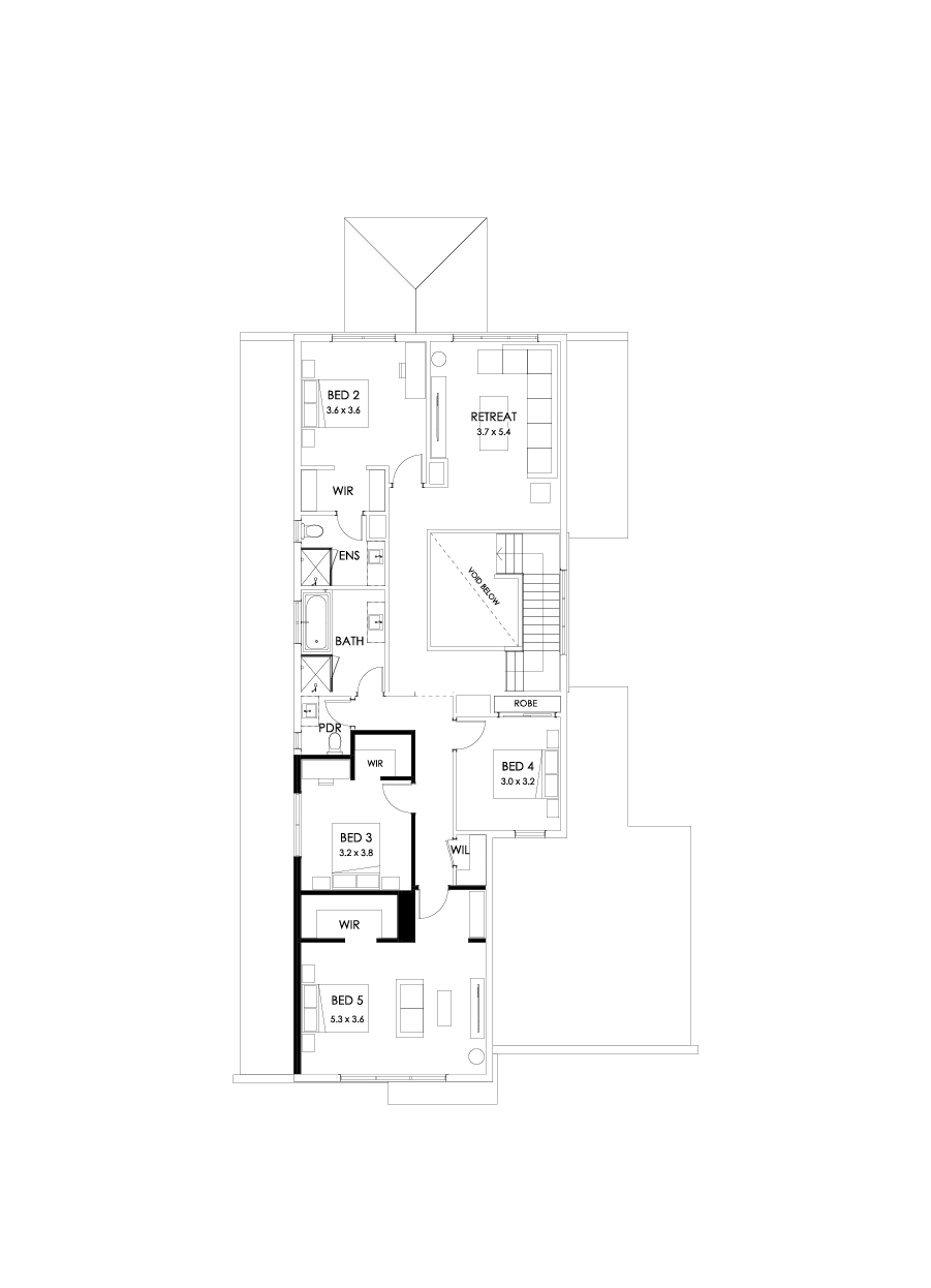 43B First Floor Floorplan (5th bedroom  - Flipped)