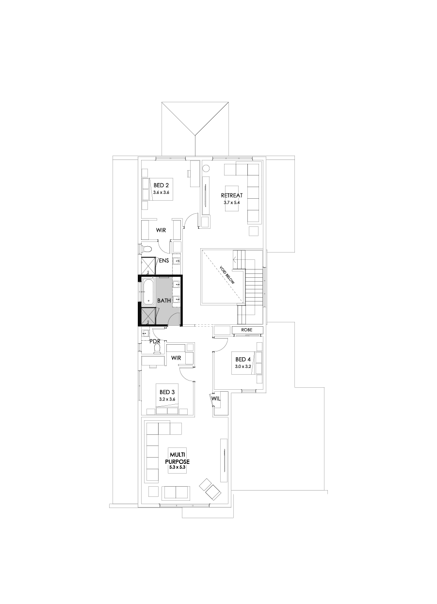 43B First Floor Floorplan (Bathroom upgrade - Flipped)