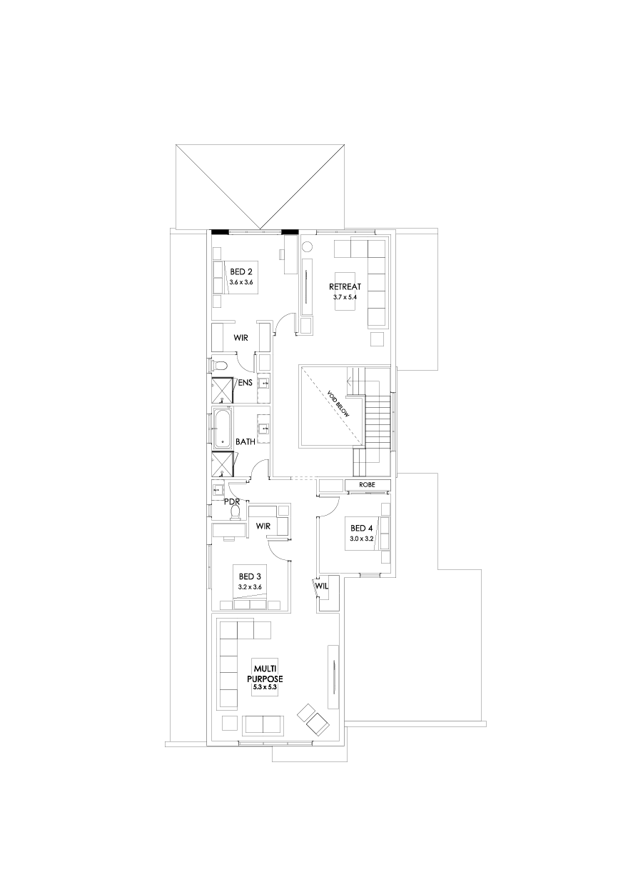 43B First Floor Floorplan (Grand outdoor living  - Flipped)