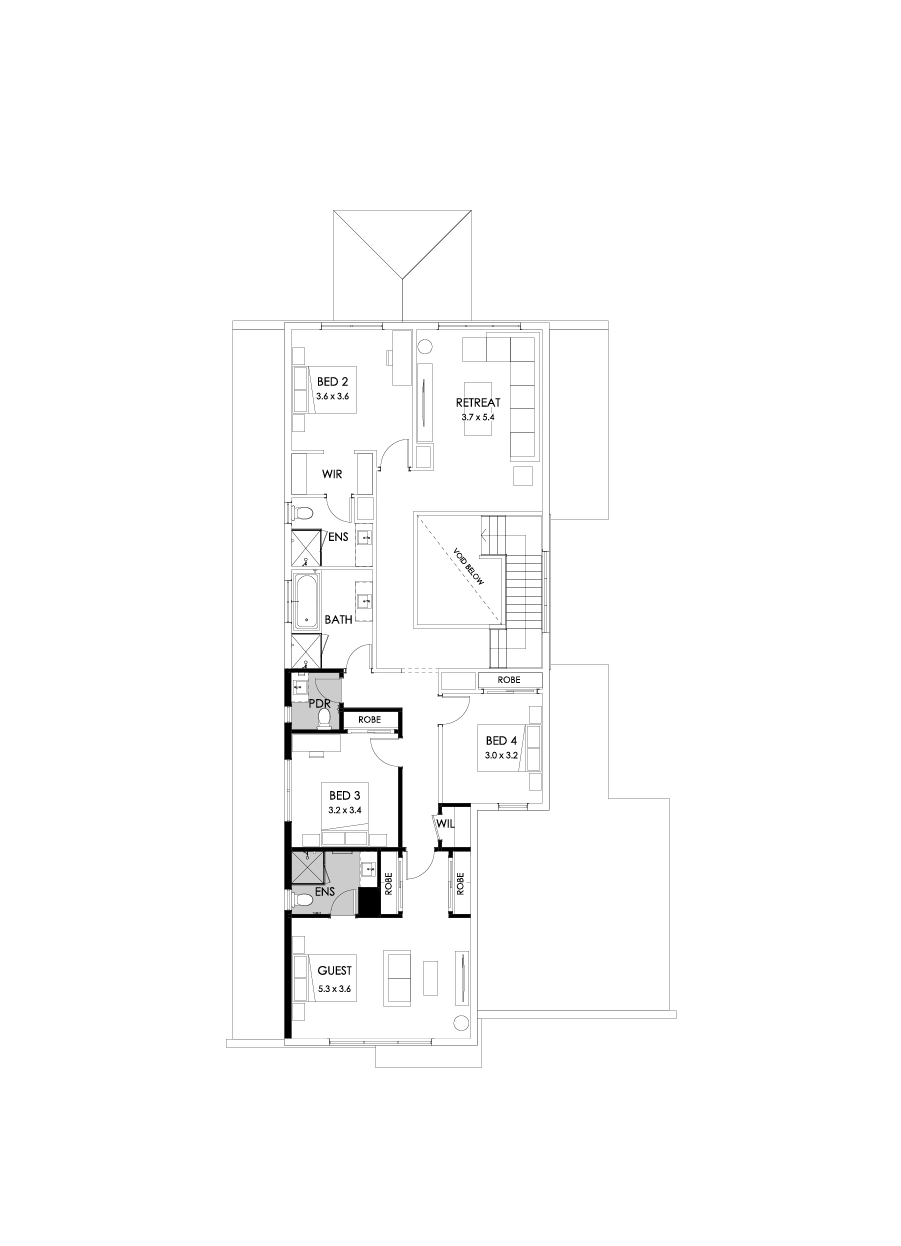 43B First Floor Floorplan (Guest bedroom - Flipped)
