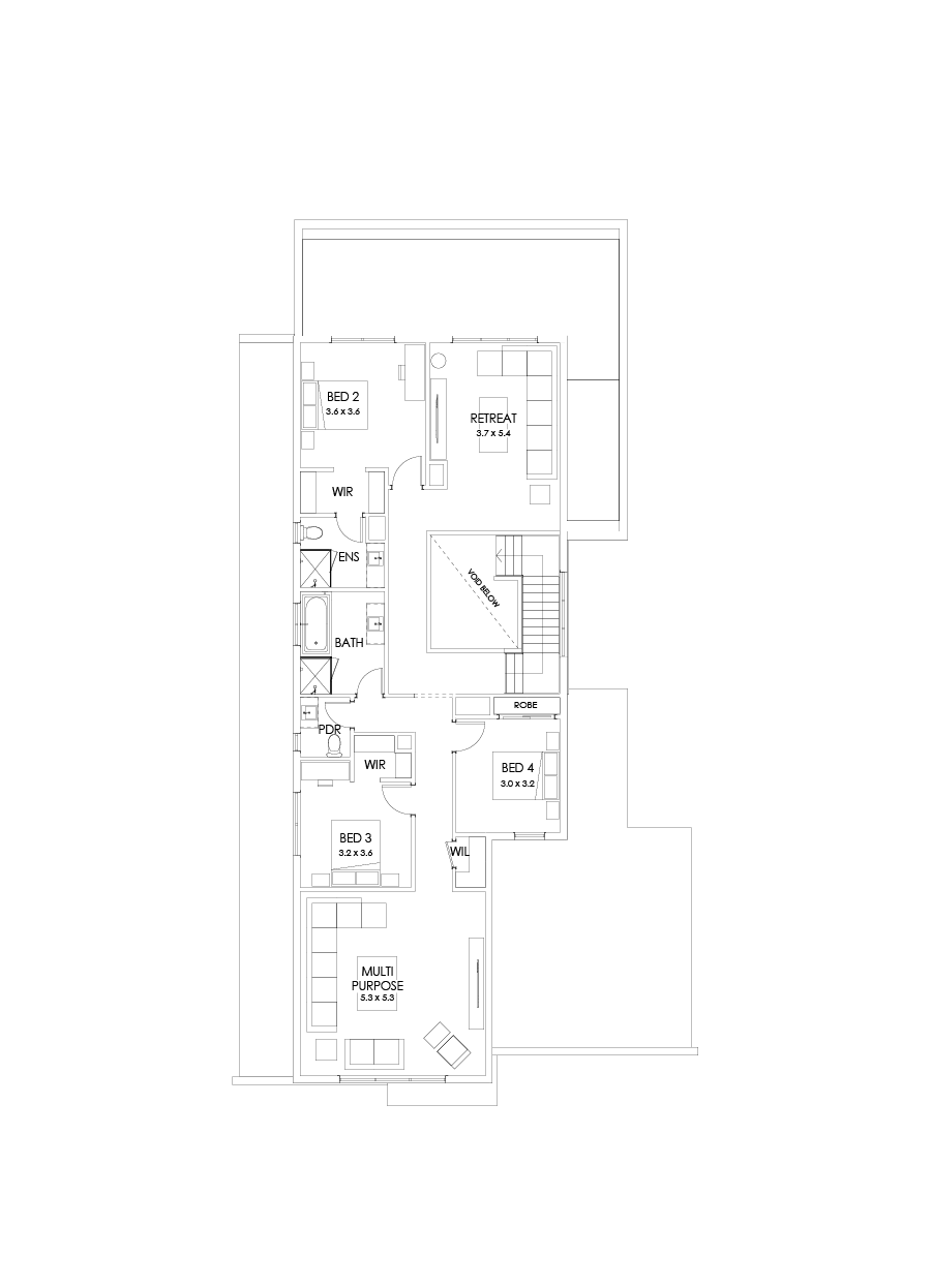 43B First Floor Floorplan (Larger kitchen and dining - Flipped)