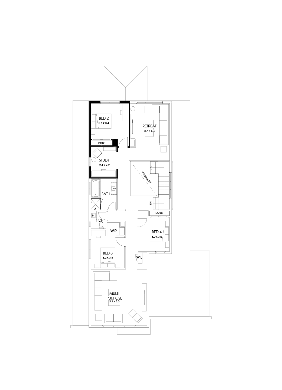 43B First Floor Floorplan (No minor ensuite - Flipped)