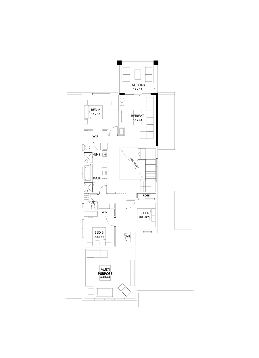 43B First Floor Floorplan (Rear balcony - Flipped)
