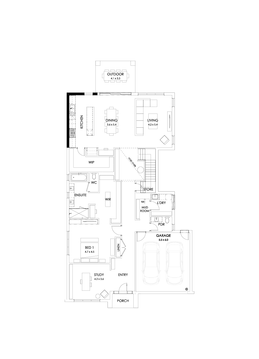 43B Ground Floor Floorplan (Alternate kitchen  - Flipped)