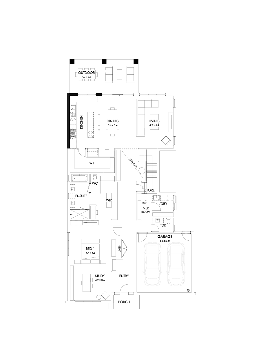 43B Ground Floor Floorplan (Alternative kitchen L shaped - Flipped)