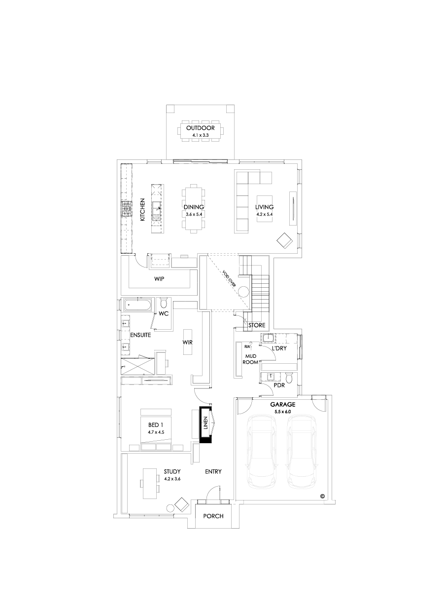 43B Ground Floor Floorplan (Bar - Flipped)