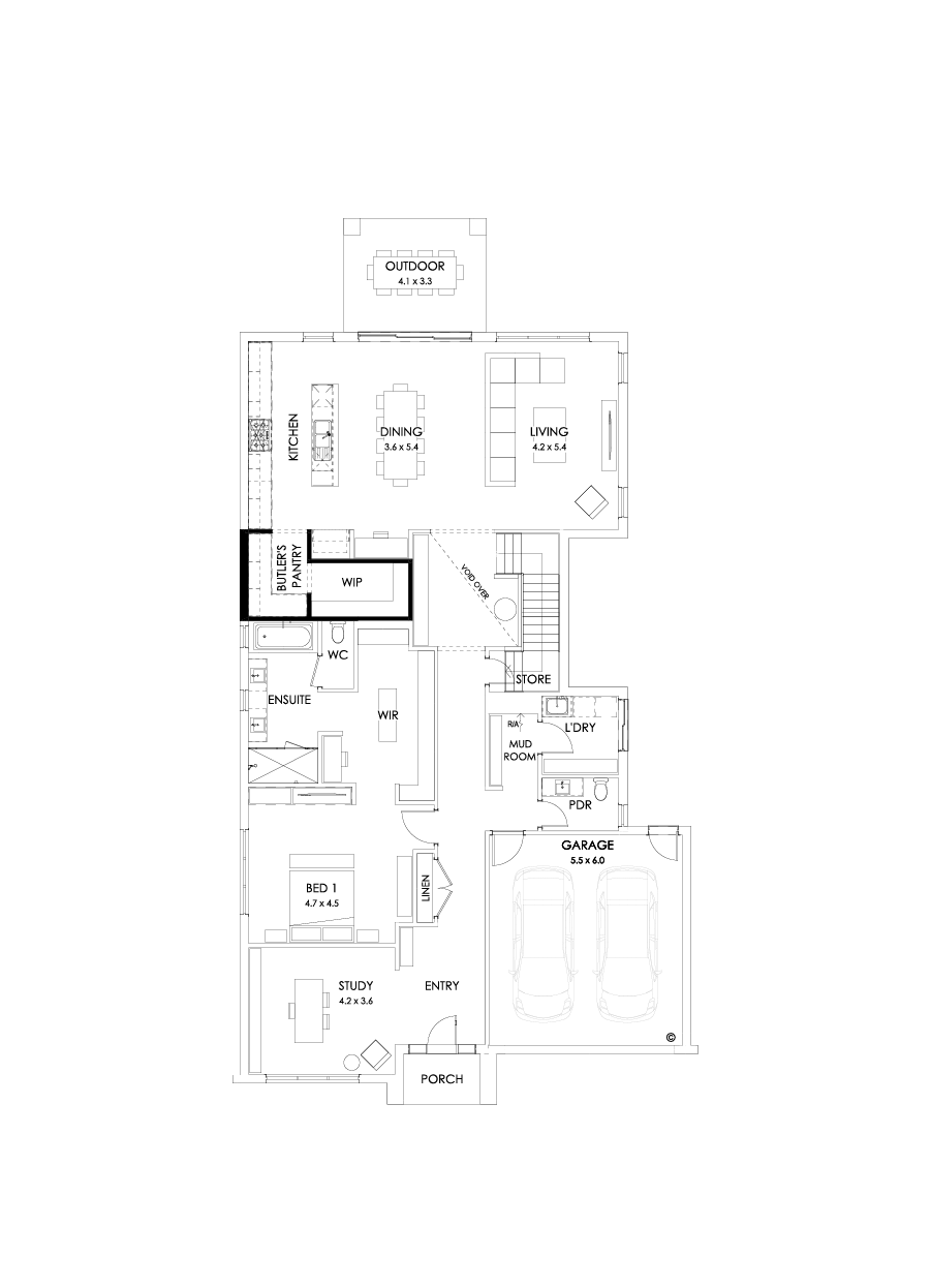 43B Ground Floor Floorplan (Butler's pantry - Flipped)