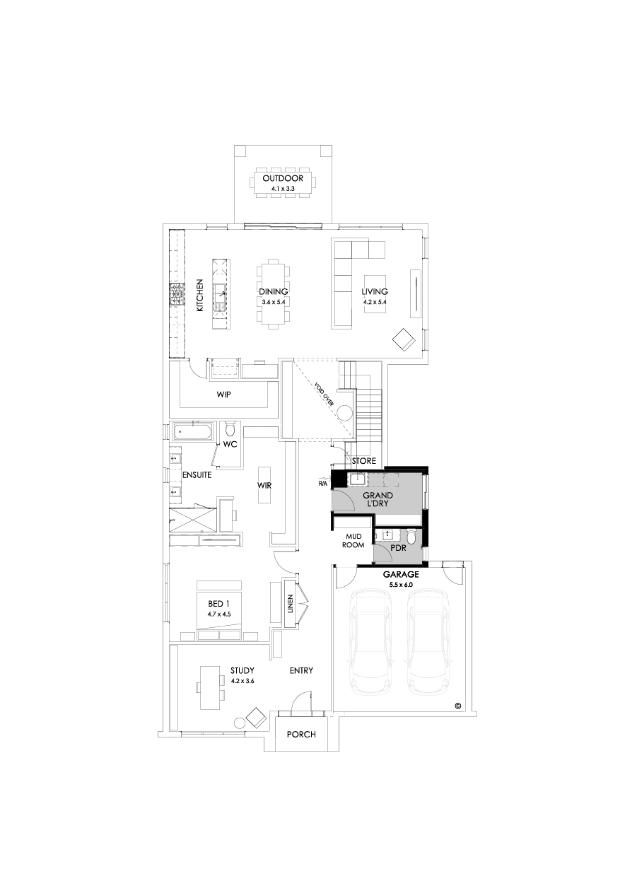 43B Ground Floor Floorplan (Grand laundry - Flipped)