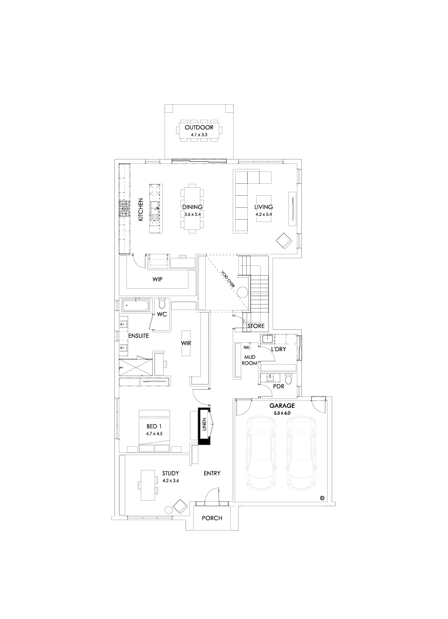 43B Ground Floor Floorplan (Guest bedroom - Flipped)