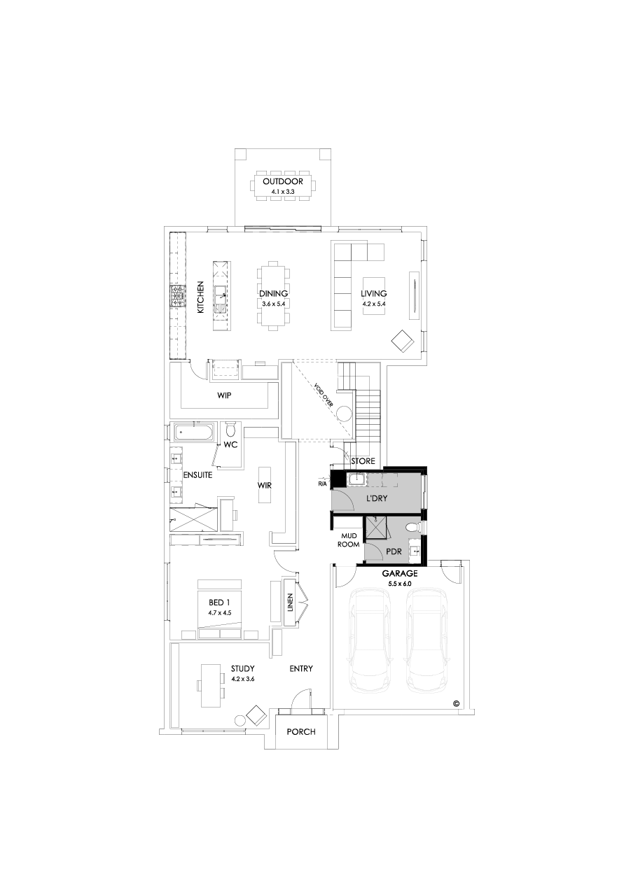 43B Ground Floor Floorplan (Shower to powder - Flipped)