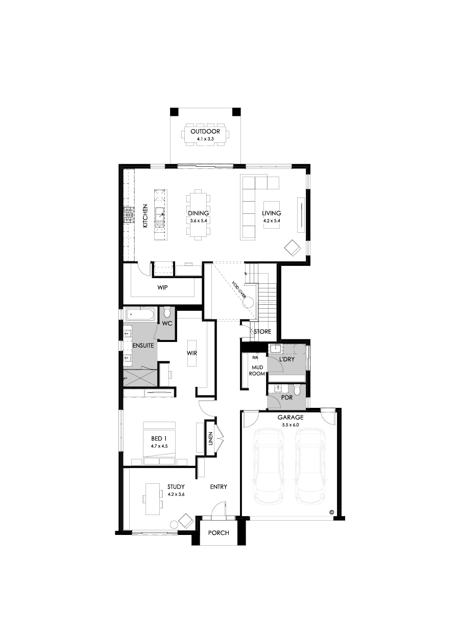43B Ground Floor Floorplan (Standard  - Flipped)