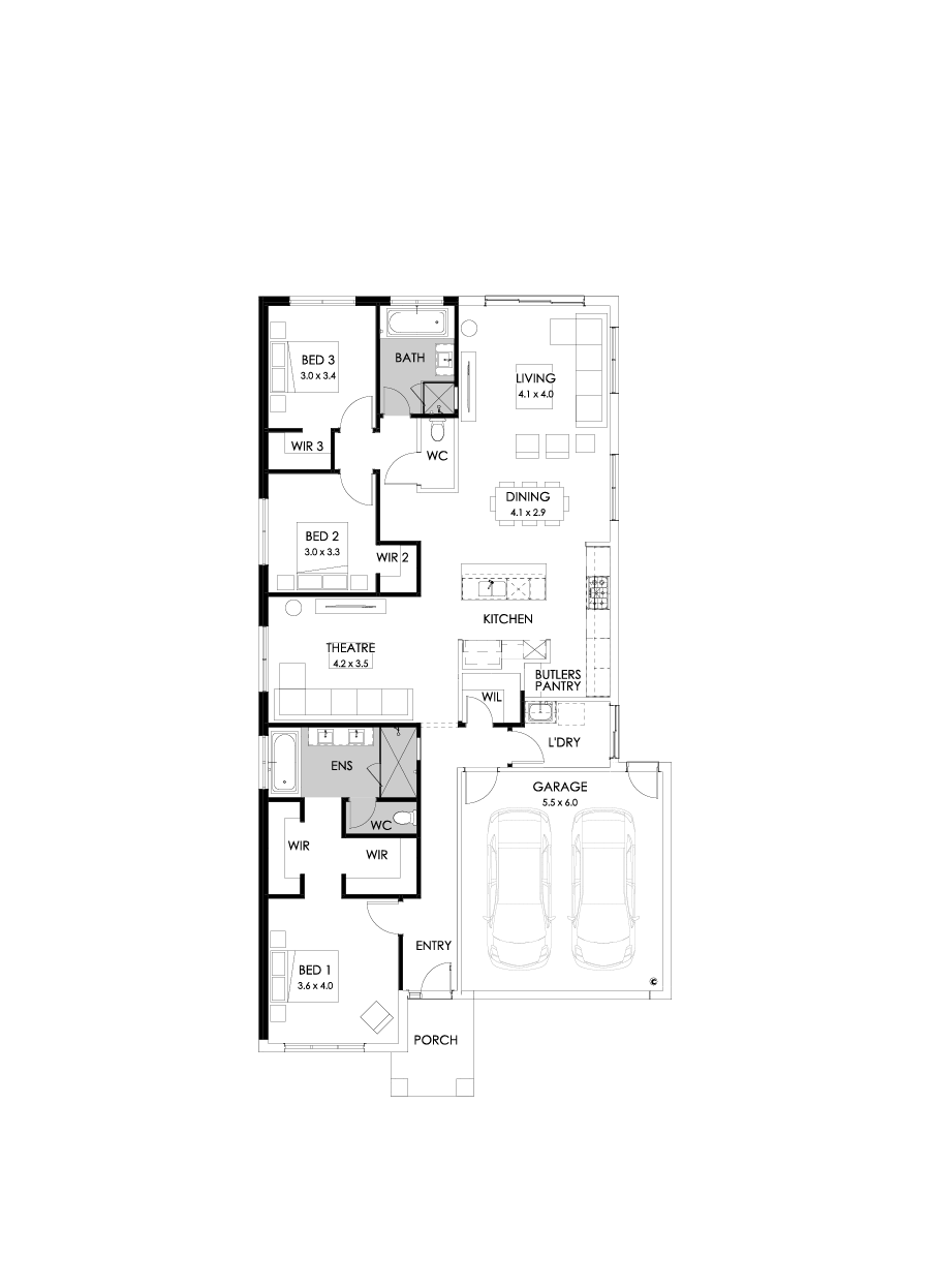 23  Floor Floorplan (3 bedroom - Flipped)