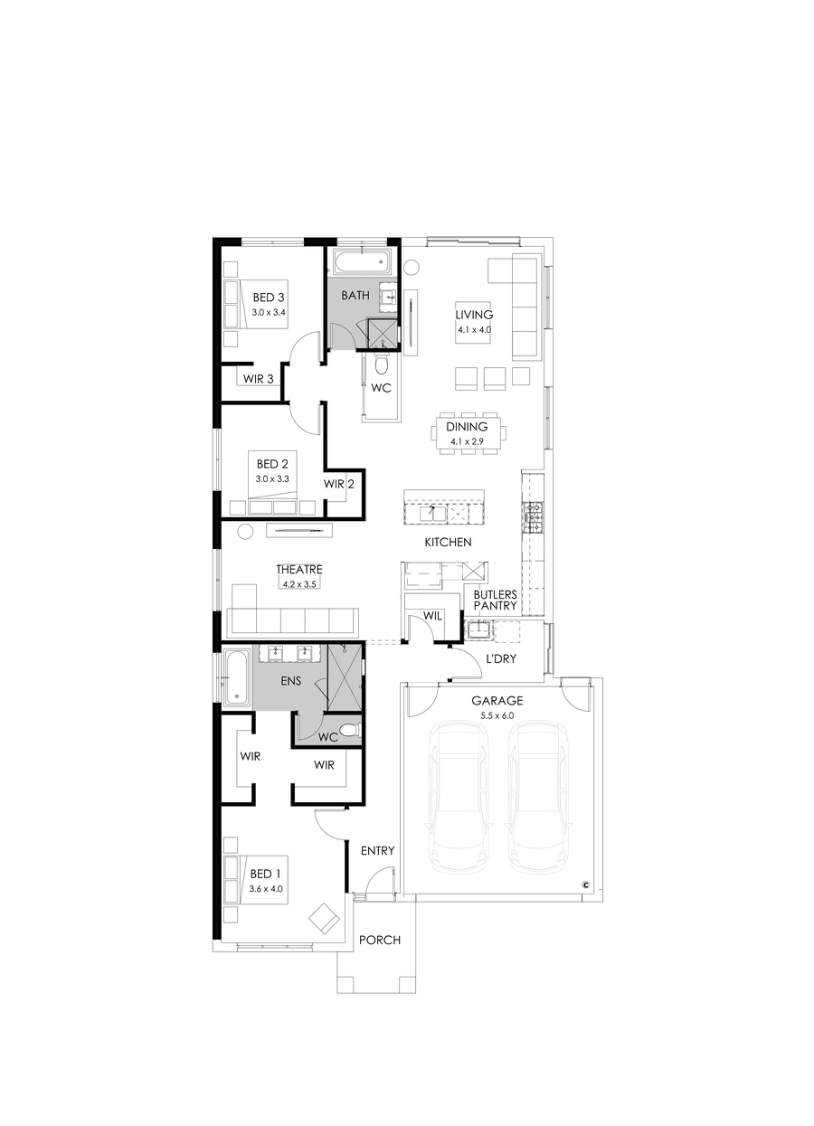 23  Floor Floorplan (3 bedroom - Flipped)